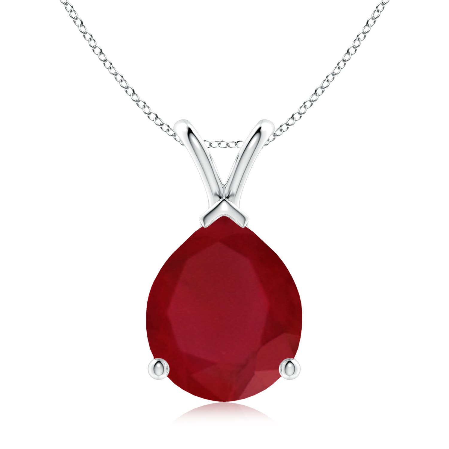 Angara 5.0 CTW V-Bale Pear-Shaped Ruby Solitaire Pendant in Platinum