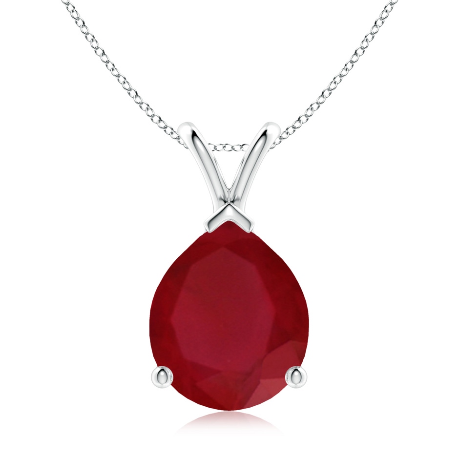 12x10mm AA V-Bale Pear-Shaped Ruby Solitaire Pendant in P950 Platinum 
