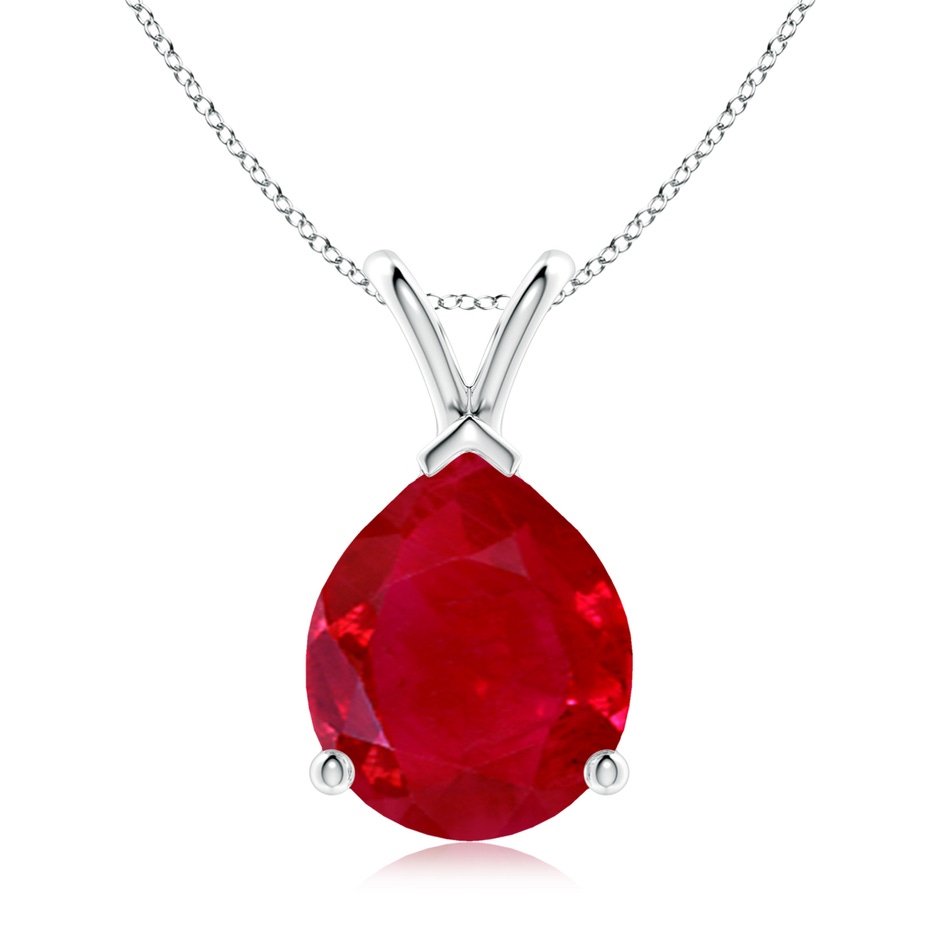 12x10mm AAA V-Bale Pear-Shaped Ruby Solitaire Pendant in P950 Platinum 