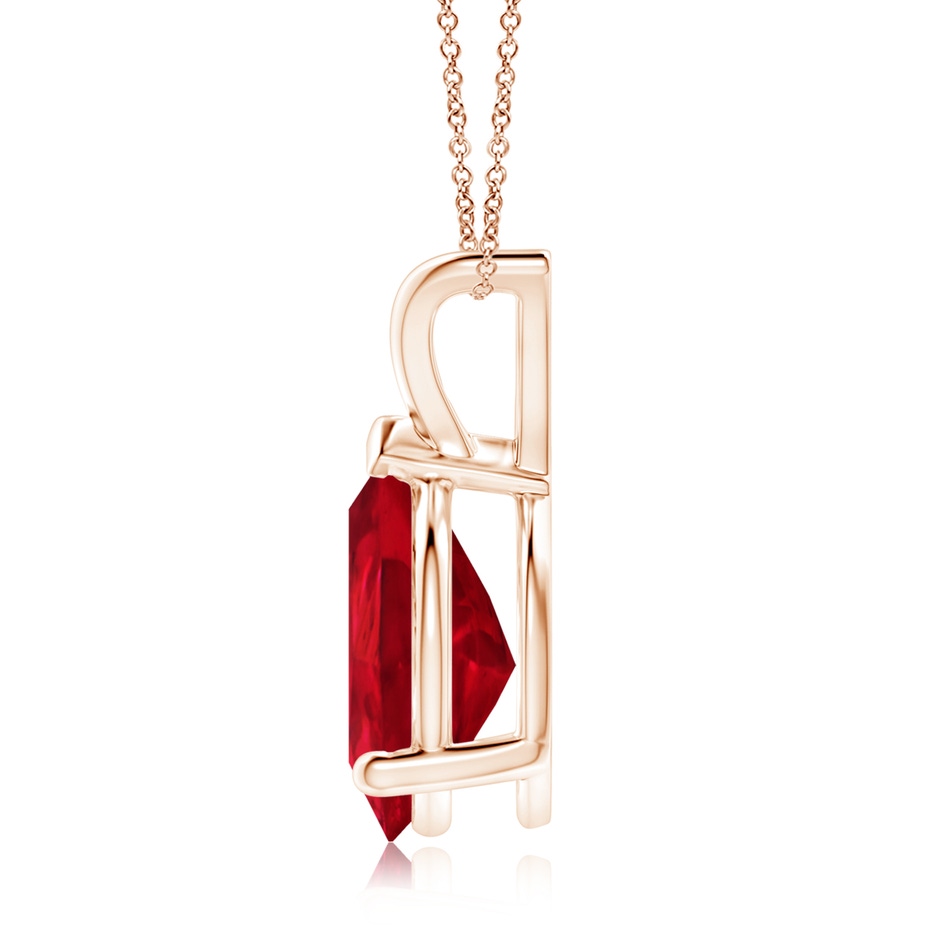 12x10mm AAA V-Bale Pear-Shaped Ruby Solitaire Pendant in Rose Gold side 199