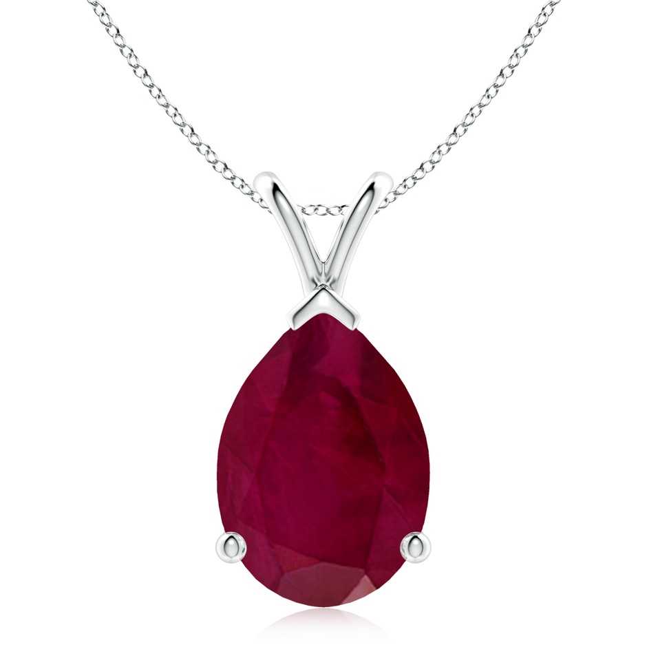 14x10mm A V-Bale Pear-Shaped Ruby Solitaire Pendant in P950 Platinum 