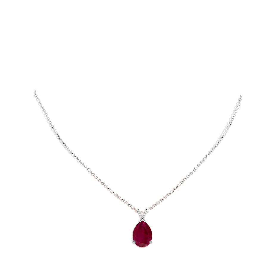 14x10mm A V-Bale Pear-Shaped Ruby Solitaire Pendant in P950 Platinum pen