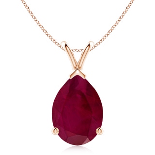 14x10mm A V-Bale Pear-Shaped Ruby Solitaire Pendant in Rose Gold