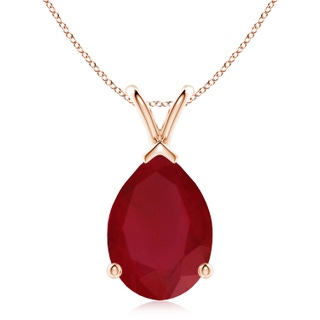 14x10mm AA V-Bale Pear-Shaped Ruby Solitaire Pendant in Rose Gold