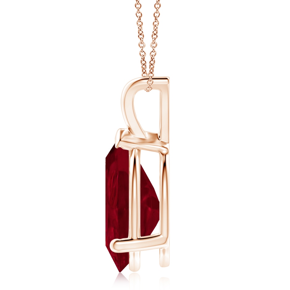 14x10mm AA V-Bale Pear-Shaped Ruby Solitaire Pendant in Rose Gold side 199