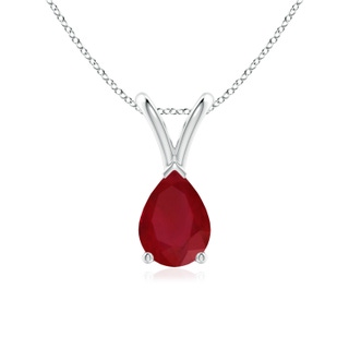 7x5mm AA V-Bale Pear-Shaped Ruby Solitaire Pendant in P950 Platinum
