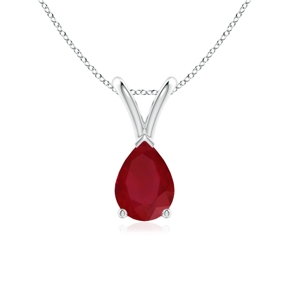7x5mm AA V-Bale Pear-Shaped Ruby Solitaire Pendant in S999 Silver 