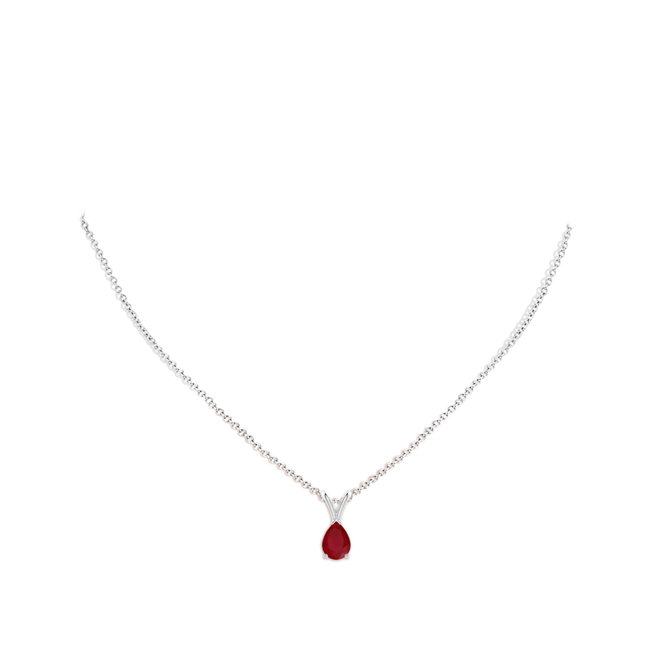 7x5mm AA V-Bale Pear-Shaped Ruby Solitaire Pendant in S999 Silver pen
