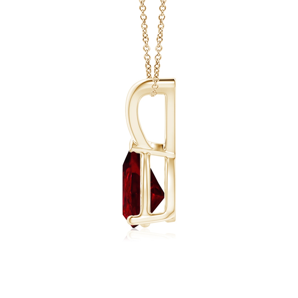 7x5mm AAAA V-Bale Pear-Shaped Ruby Solitaire Pendant in Yellow Gold Side 199