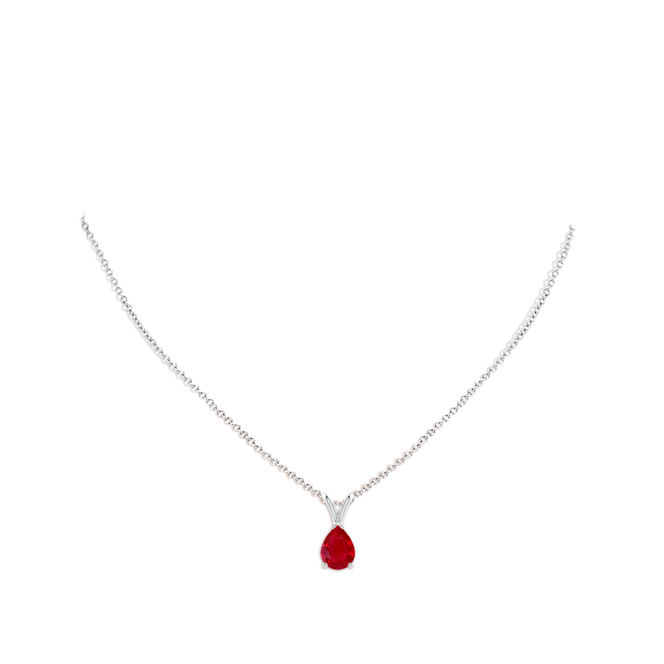 8x6mm AAA V-Bale Pear-Shaped Ruby Solitaire Pendant in P950 Platinum pen