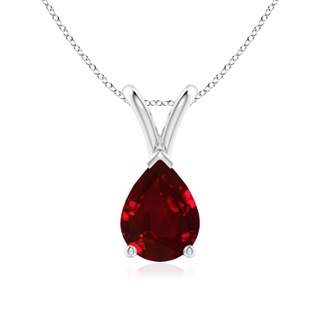 8x6mm AAAA V-Bale Pear-Shaped Ruby Solitaire Pendant in P950 Platinum