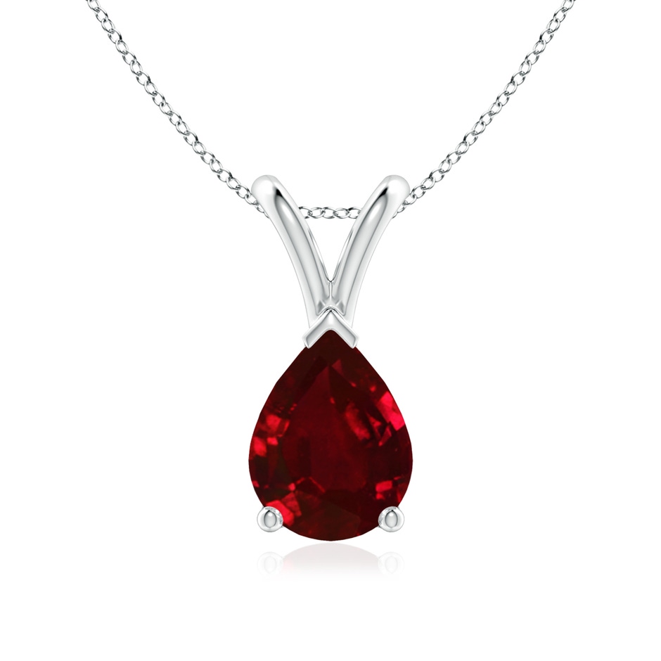 8x6mm AAAA V-Bale Pear-Shaped Ruby Solitaire Pendant in P950 Platinum 