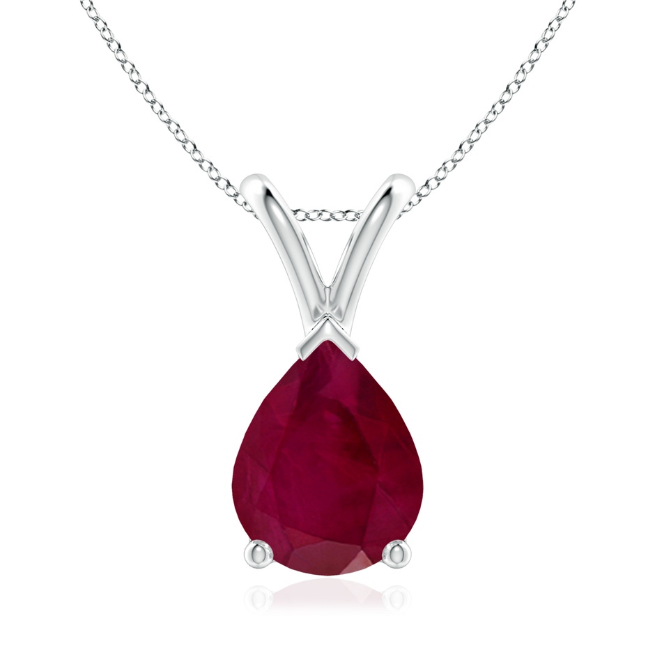 9x7mm A V-Bale Pear-Shaped Ruby Solitaire Pendant in P950 Platinum 
