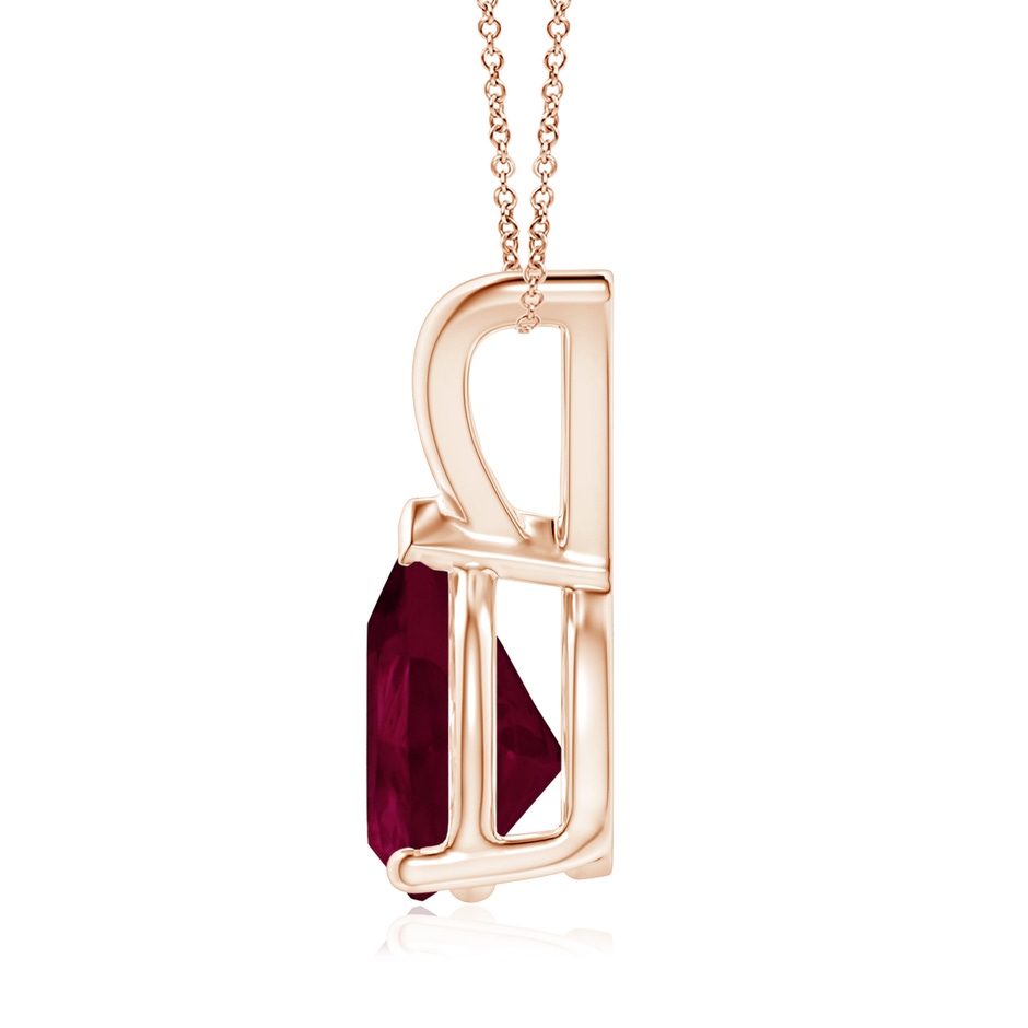 9x7mm A V-Bale Pear-Shaped Ruby Solitaire Pendant in Rose Gold side 199