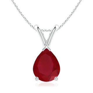 9x7mm AA V-Bale Pear-Shaped Ruby Solitaire Pendant in P950 Platinum
