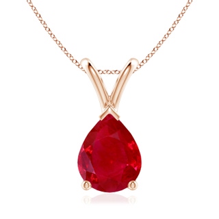 9x7mm AAA V-Bale Pear-Shaped Ruby Solitaire Pendant in 9K Rose Gold