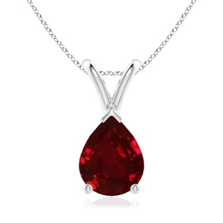 9x7mm AAAA V-Bale Pear-Shaped Ruby Solitaire Pendant in P950 Platinum