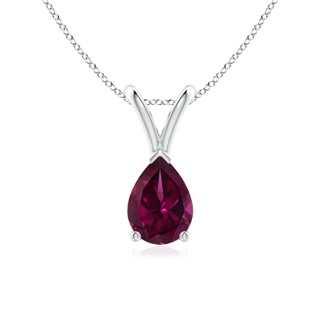 7x5mm AAAA V-Bale Pear-Shaped Rhodolite Solitaire Pendant in P950 Platinum