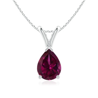 8x6mm AAAA V-Bale Pear-Shaped Rhodolite Solitaire Pendant in P950 Platinum