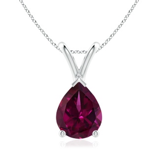 9x7mm AAAA V-Bale Pear-Shaped Rhodolite Solitaire Pendant in P950 Platinum