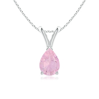 7x5mm AAAA V-Bale Pear-Shaped Rose Quartz Solitaire Pendant in P950 Platinum