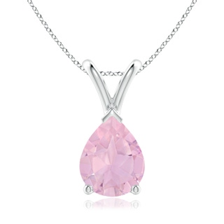 9x7mm AAAA V-Bale Pear-Shaped Rose Quartz Solitaire Pendant in P950 Platinum