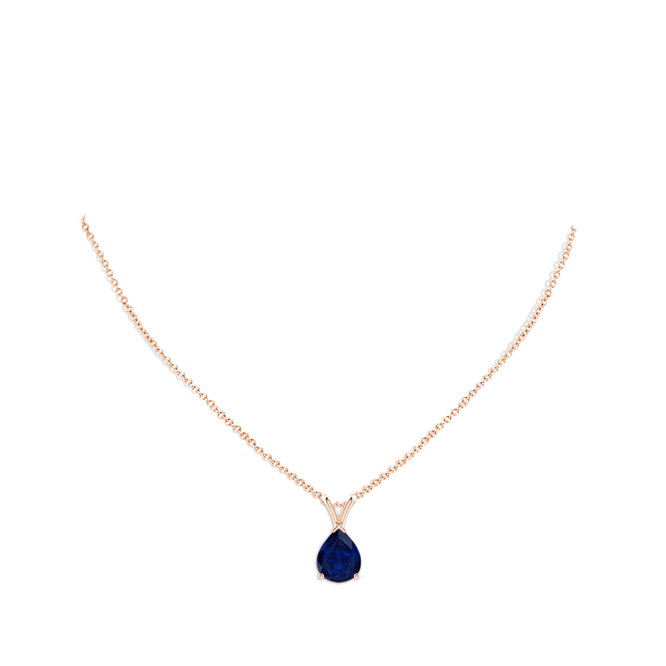 10x8mm AA V-Bale Pear-Shaped Blue Sapphire Solitaire Pendant in 18K Rose Gold pen