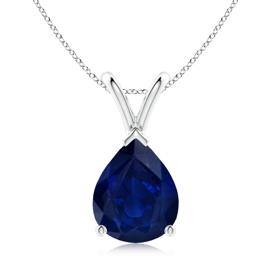 10x8mm AA V-Bale Pear-Shaped Blue Sapphire Solitaire Pendant in P950 Platinum 