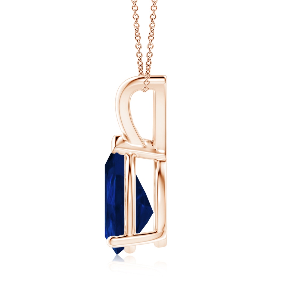10x8mm AA V-Bale Pear-Shaped Blue Sapphire Solitaire Pendant in Rose Gold side 199