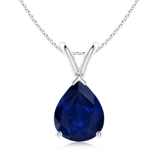 10x8mm AA V-Bale Pear-Shaped Blue Sapphire Solitaire Pendant in S999 Silver