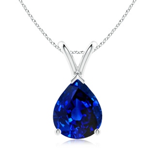 10x8mm AAAA V-Bale Pear-Shaped Blue Sapphire Solitaire Pendant in P950 Platinum