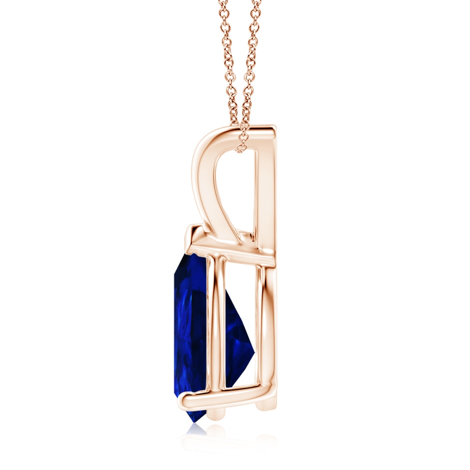 10x8mm AAAA V-Bale Pear-Shaped Blue Sapphire Solitaire Pendant in Rose Gold side 199