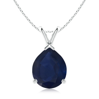 12x10mm A V-Bale Pear-Shaped Blue Sapphire Solitaire Pendant in S999 Silver