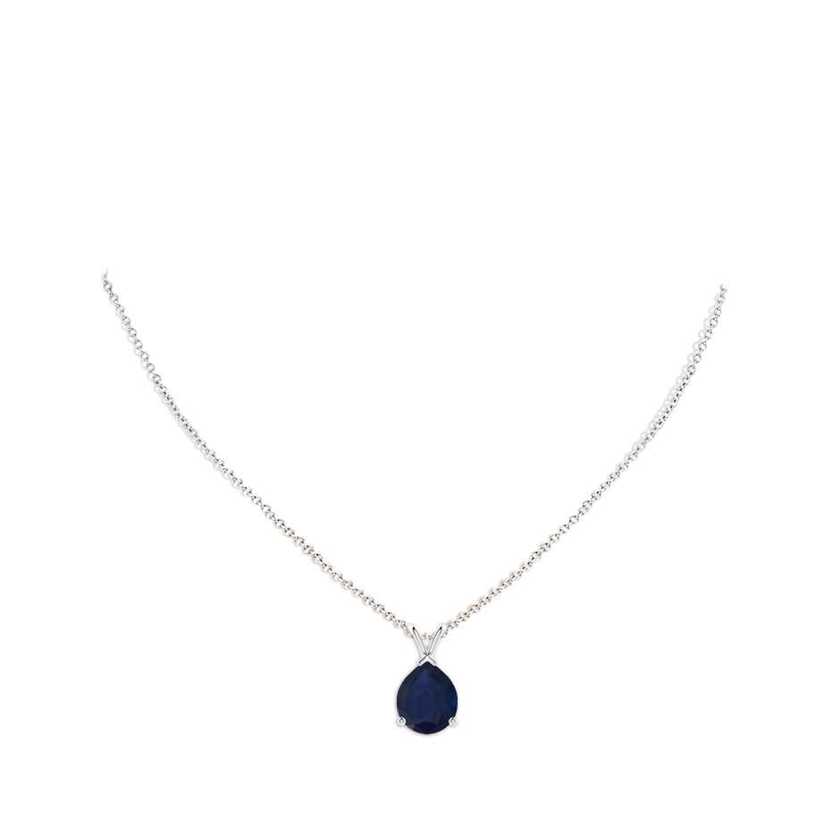12x10mm A V-Bale Pear-Shaped Blue Sapphire Solitaire Pendant in S999 Silver pen