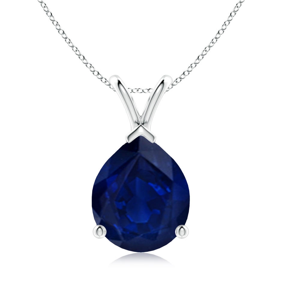 12x10mm AA V-Bale Pear-Shaped Blue Sapphire Solitaire Pendant in P950 Platinum 