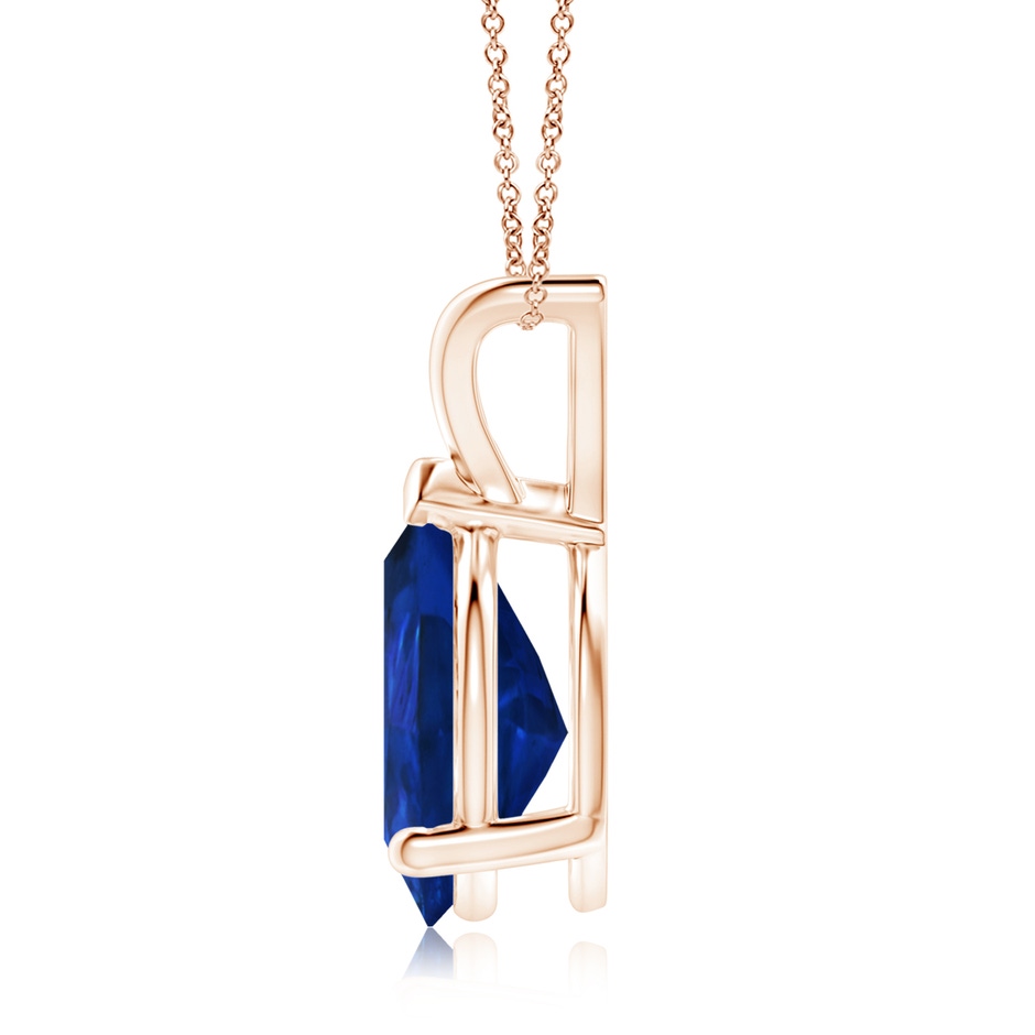 12x10mm AAA V-Bale Pear-Shaped Blue Sapphire Solitaire Pendant in Rose Gold side 199
