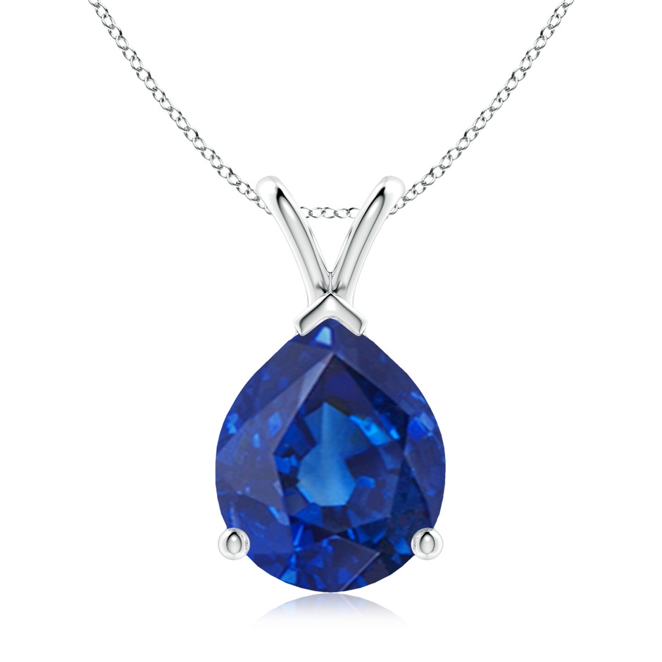 12x10mm AAA V-Bale Pear-Shaped Blue Sapphire Solitaire Pendant in S999 Silver 