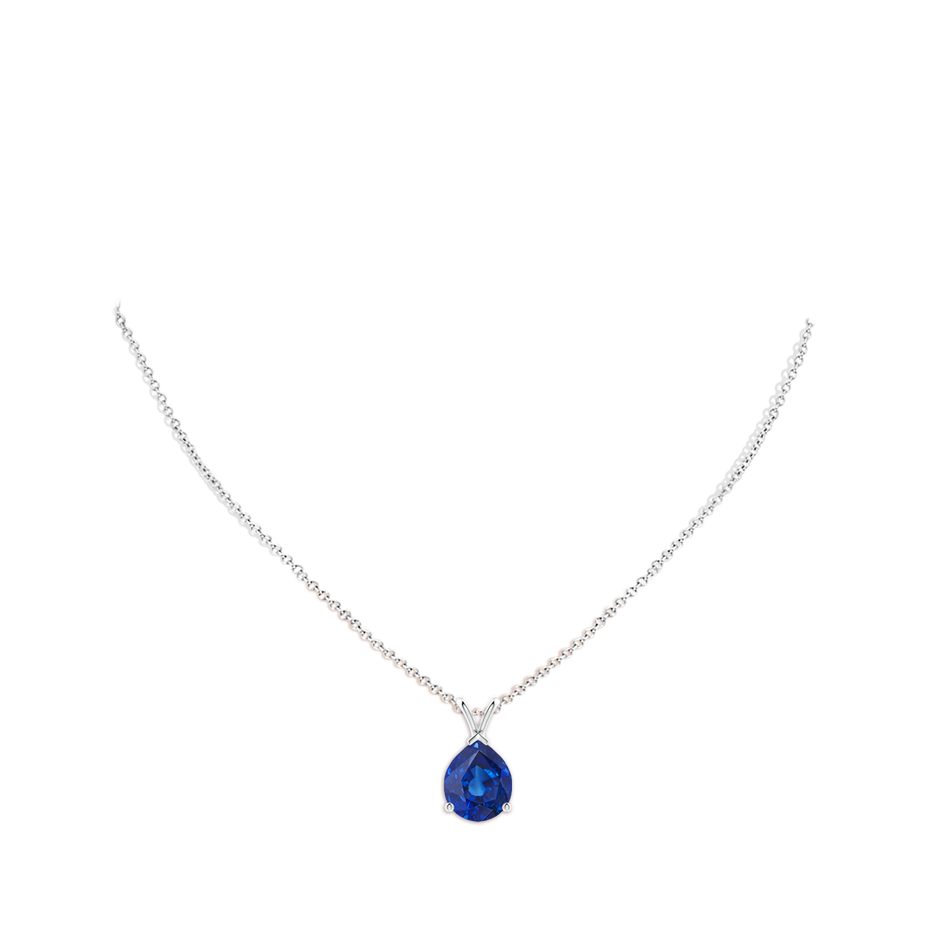 12x10mm AAA V-Bale Pear-Shaped Blue Sapphire Solitaire Pendant in S999 Silver pen