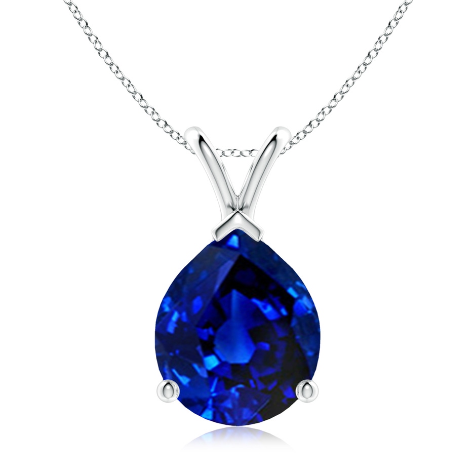 12x10mm AAAA V-Bale Pear-Shaped Blue Sapphire Solitaire Pendant in P950 Platinum 