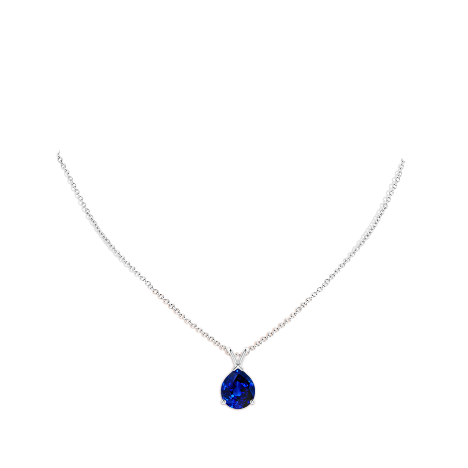 12x10mm AAAA V-Bale Pear-Shaped Blue Sapphire Solitaire Pendant in P950 Platinum pen