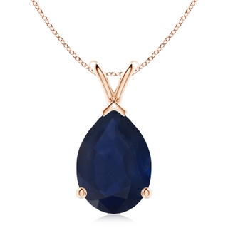 14x10mm A V-Bale Pear-Shaped Blue Sapphire Solitaire Pendant in 10K Rose Gold