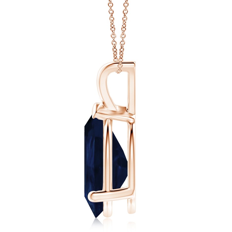 14x10mm A V-Bale Pear-Shaped Blue Sapphire Solitaire Pendant in Rose Gold side 199