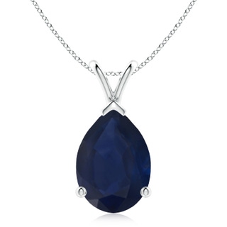 14x10mm A V-Bale Pear-Shaped Blue Sapphire Solitaire Pendant in S999 Silver