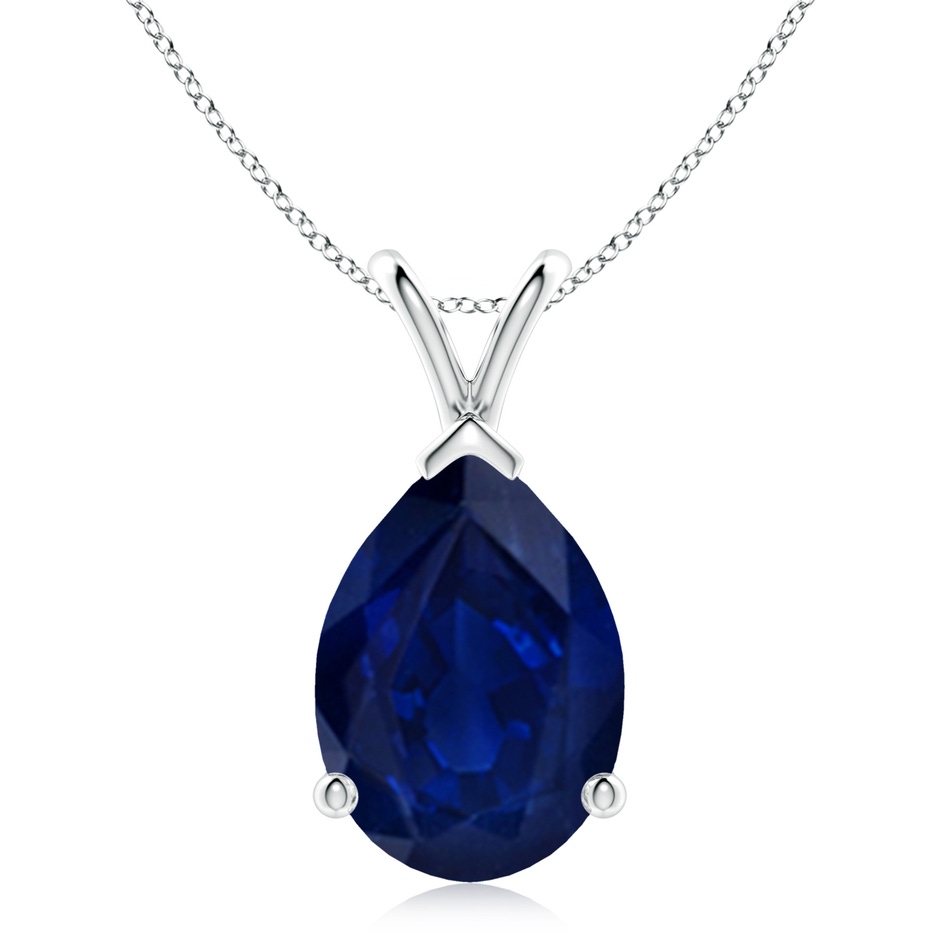 14x10mm AA V-Bale Pear-Shaped Blue Sapphire Solitaire Pendant in P950 Platinum 