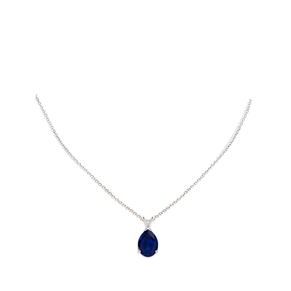 14x10mm AA V-Bale Pear-Shaped Blue Sapphire Solitaire Pendant in P950 Platinum pen