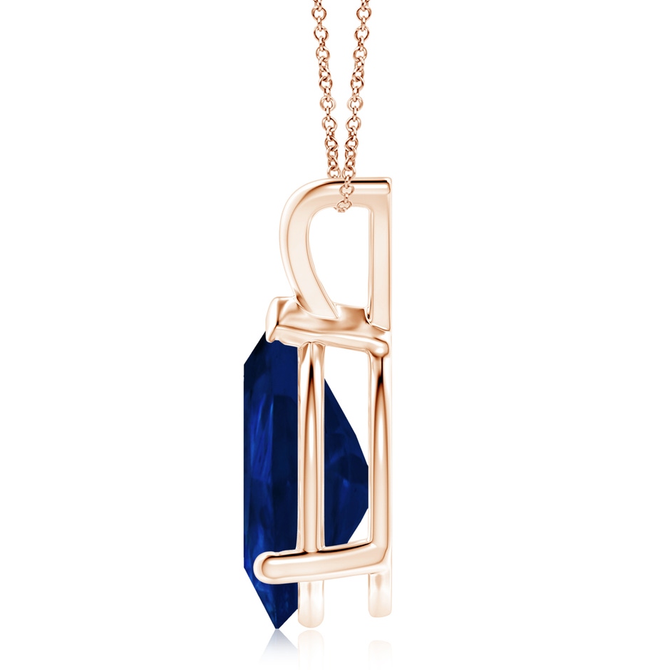 14x10mm AA V-Bale Pear-Shaped Blue Sapphire Solitaire Pendant in Rose Gold side 199