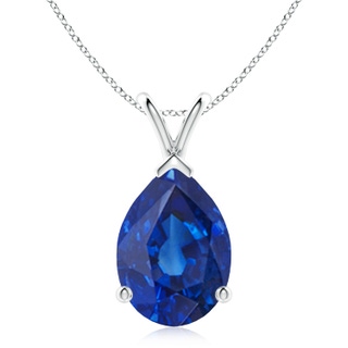 14x10mm AAA V-Bale Pear-Shaped Blue Sapphire Solitaire Pendant in S999 Silver