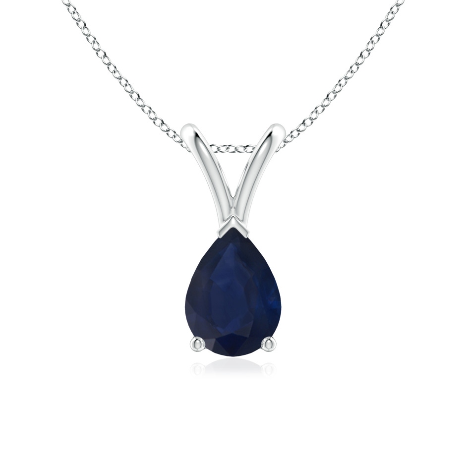 7x5mm A V-Bale Pear-Shaped Blue Sapphire Solitaire Pendant in P950 Platinum 