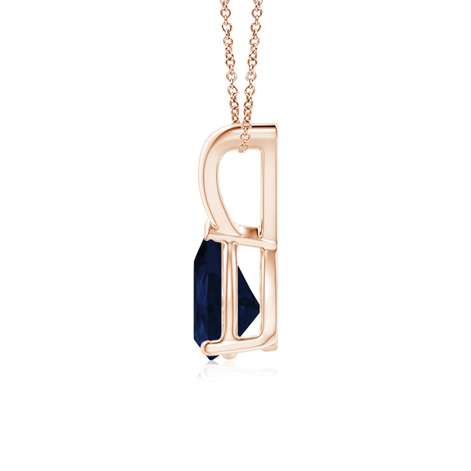 7x5mm A V-Bale Pear-Shaped Blue Sapphire Solitaire Pendant in Rose Gold side 199