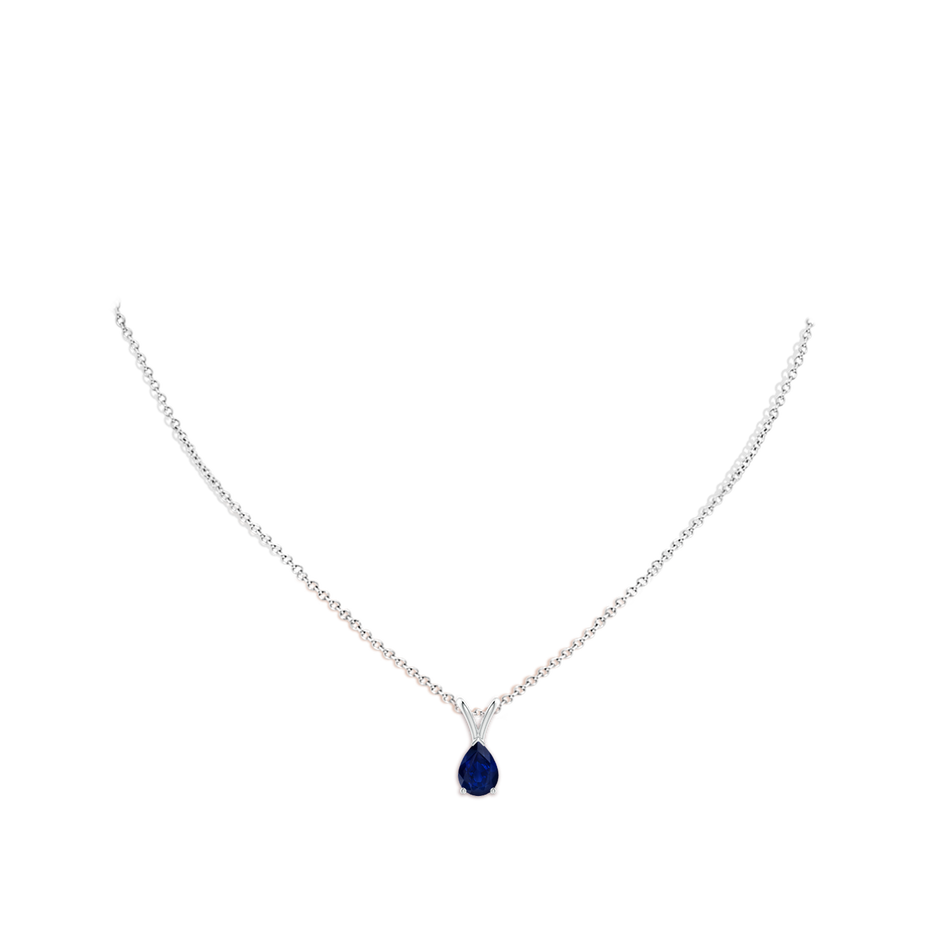 7x5mm AA V-Bale Pear-Shaped Blue Sapphire Solitaire Pendant in P950 Platinum pen
